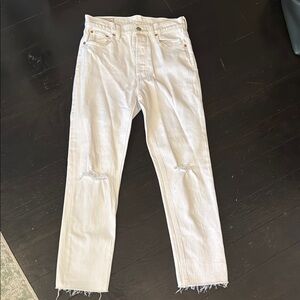 Gap denim straight leg white jeans size 26.